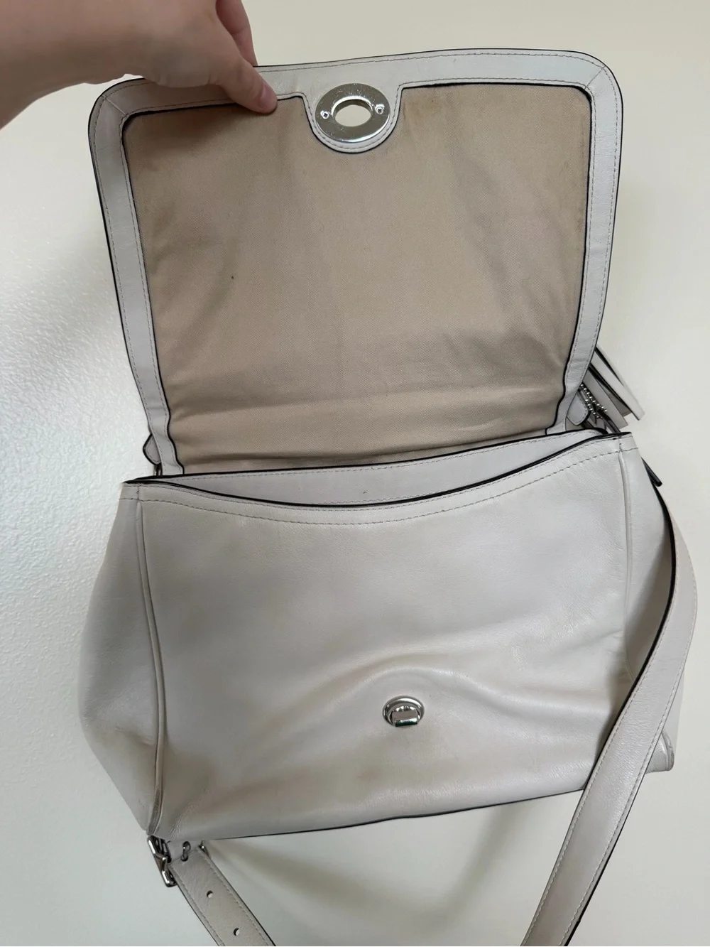 COACH Vintage Legacy Romy Vanilla Leather Convertible Top Handle Crossbody Bag - Picture 12 of 14
